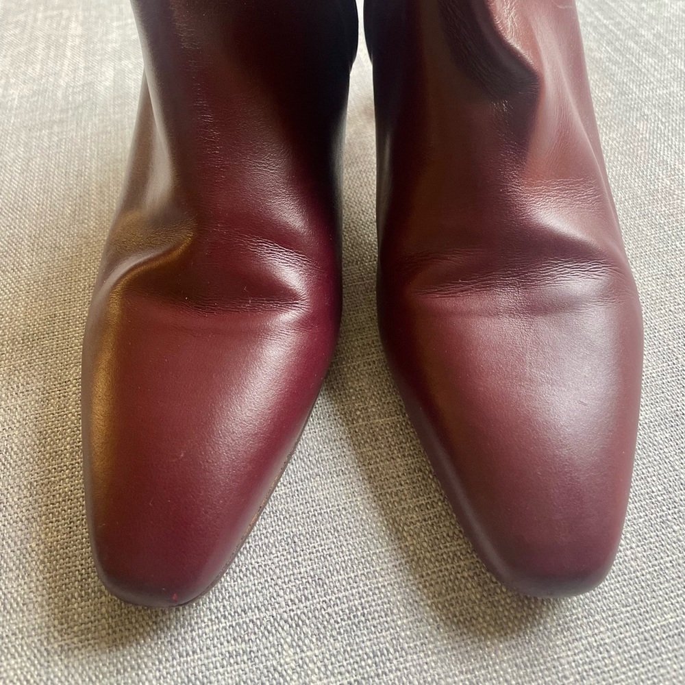 EUC Inez Women's Burgundy Leather Mid-Heel Ankle Booties 8.5 - Picture 4 of 15